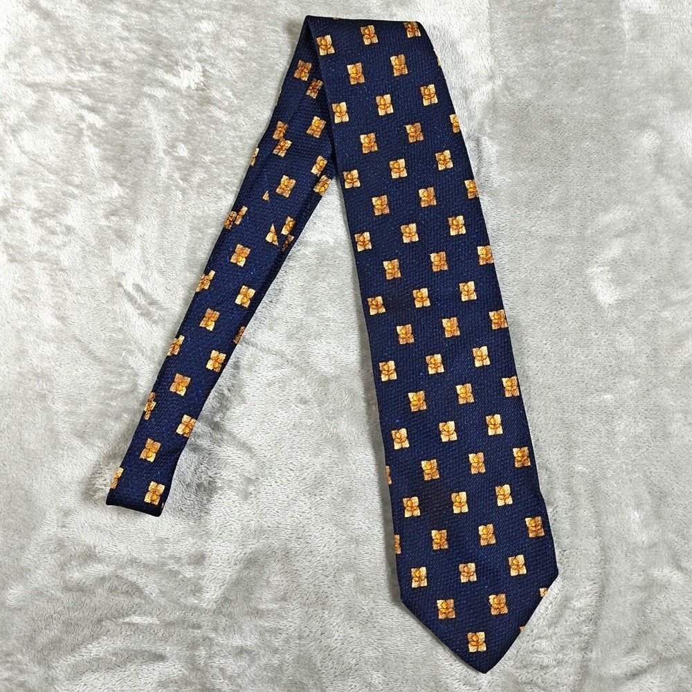 Vintage Ermenegildo Zegna Tie Men 59X3.75 Floral Geometric Luxury Silk Italy